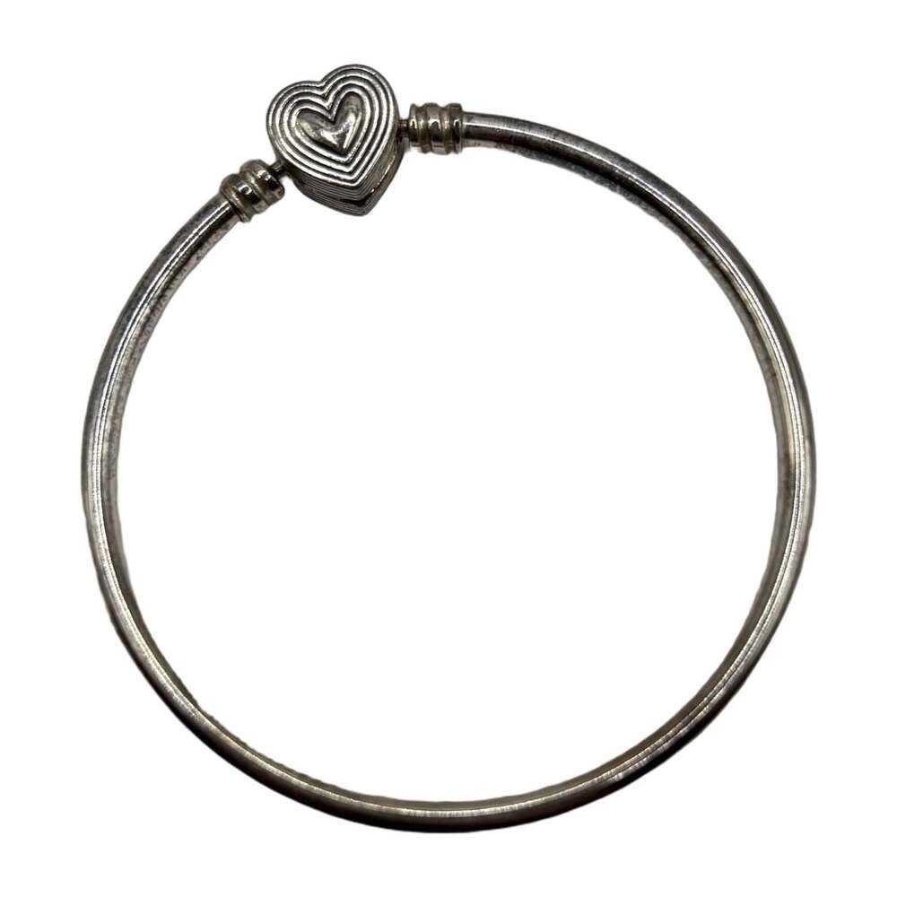 Pandora 593752C00 Radiating Heart Clasp Bangle Bracelet Sterling Silver - 9.26g
